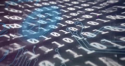 With clip starting code scrolling rotating hexagon forming fingerprint linking Stock Footage 311455501