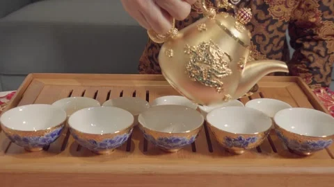 Clip0228 Dragon Tea set Stock Footage 268950419