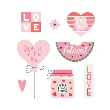 Clipart of cute vector elements for st. Valentines day, wedding, scrapbooking Stock Illustration