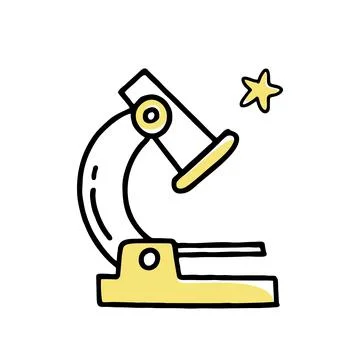 The clipart doodle microscope. Vector illustration in line Stock Illustration