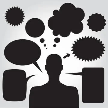 Clipart of man with speech bubbles. vector Stock Illustration