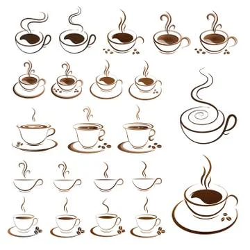 Clipart set hot coffee cup vector Illustrazione stock