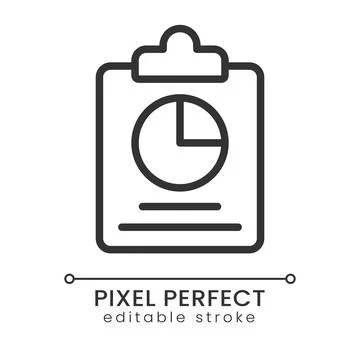 Clipboard and chart pixel perfect linear icon Stock Illustration