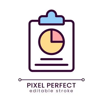 Clipboard and chart pixel perfect RGB color icon Stock Illustration