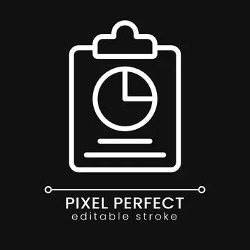 Clipboard and chart pixel perfect white linear icon for dark theme Stock Illustration