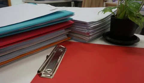 Clipboard and document in office Stock Photos