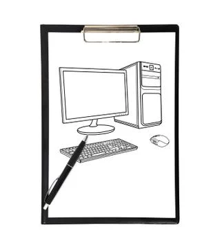 Clipboard and drawing computer Stock Photos