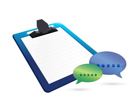 Clipboard and message bubble illustration Stock Illustration