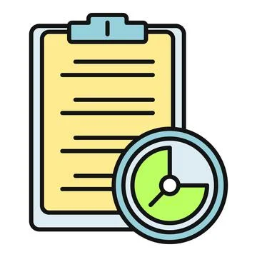 Clipboard and timer icon representing task management Stock Illustration