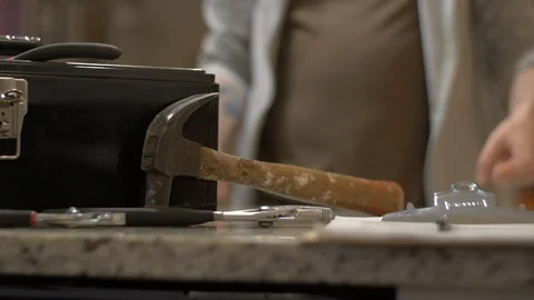 Clipboard and Tools Construction Work Order Stock Footage 118028541