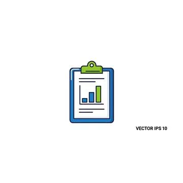 Clipboard with bar chart and analysis graphics Stock Illustration