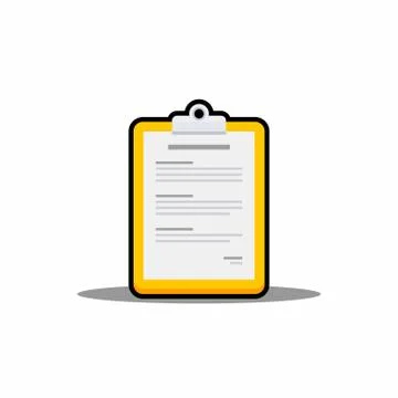 Clipboard - Black Stroke+Shadow icon vector isolated. Stock Illustration