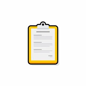 Clipboard - Black Stroke+Shadow icon vector isolated. Stock Illustration