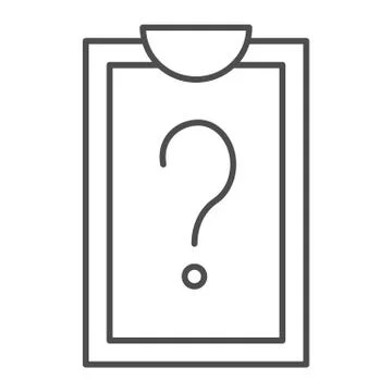 Clipboard with blank list thin line icon. List with question mark vector Stock Illustration