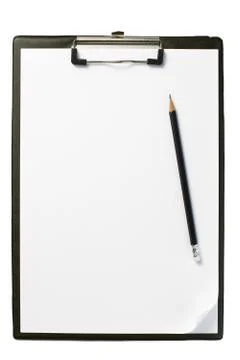 Clipboard with blank paper and pencil Stock Photos
