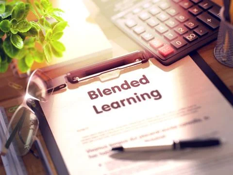 Clipboard with Blended Learning Concept. 3D Illustration Stock Illustration