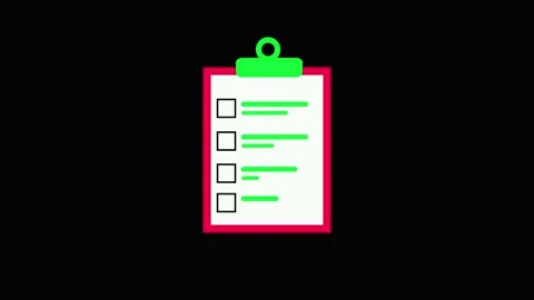 Clipboard with Check boxes and Green Markings on a Black Background checkli.. Stock Footage 321589713