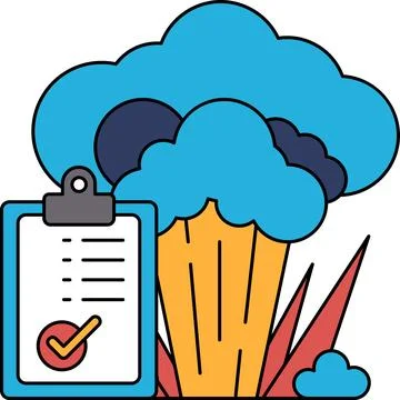 A clipboard with a check mark on it is next to a large cloud of broccoli Stock Illustration