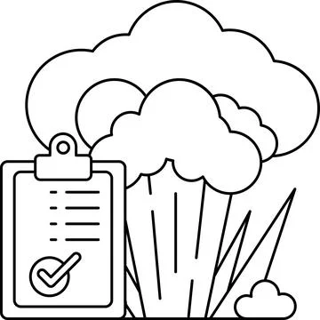 A clipboard with a check mark on it is next to a large cloud of broccoli Stock Illustration