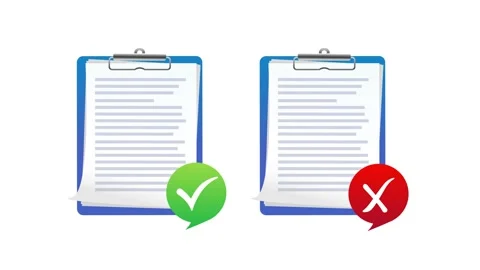 Clipboard with checklist and checkmarks, wrong and right, white and green screen Stock Footage 319025087