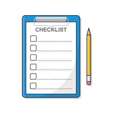 Clipboard With Checklist And Pencil Vector Icon Illustration. Checklist For.. Stock Illustration