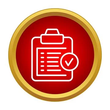 Clipboard checklist with check mark on red button Stock Illustration