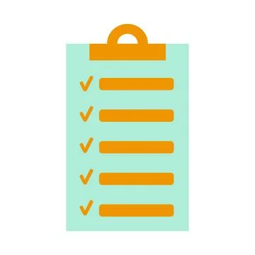 Clipboard with checklist, check marks and empty rows, to do list, flat Stock Illustration