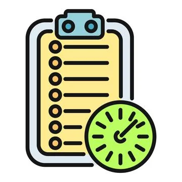 Clipboard checklist with clock showing time management deadline Stock Illustration