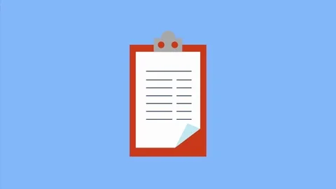 Clipboard with checklist document and magnifying glass animation Video stock 115042713