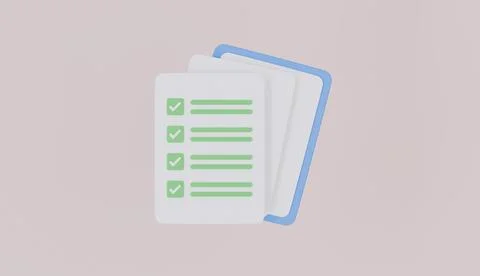 Clipboard with checklist, document with check marks, check marks on paper Stock Illustration