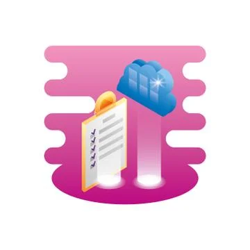 Clipboard checklist document with cloud computing Stock Illustration