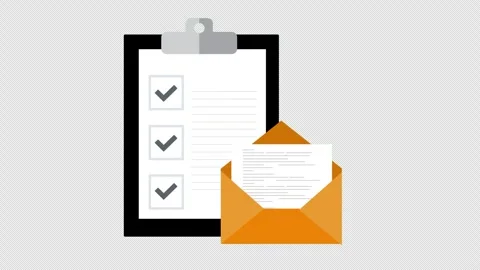 Clipboard Checklist with Document Envelope Representing Business Approval and Stock Footage 339766993