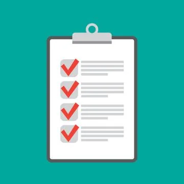 Clipboard checklist flat design. Check list vector. Clipboard and check marks Illustrazione stock