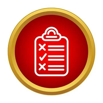 Clipboard checklist icon managing tasks on red button Stock Illustration