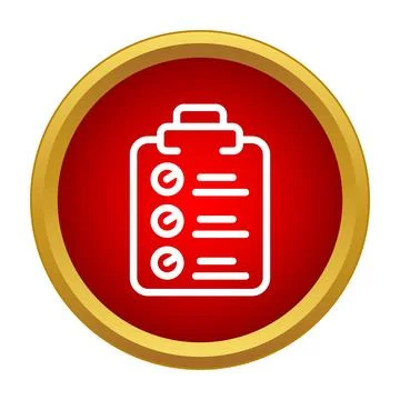 Clipboard checklist icon on a red button Stock Illustration