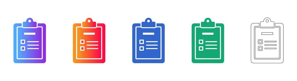 Clipboard Checklist Icon Set Stock Illustration