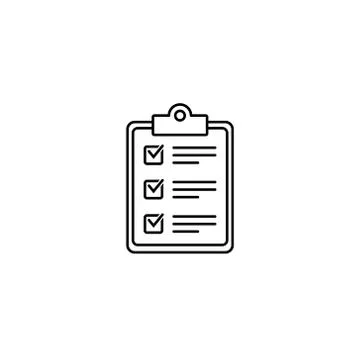 Clipboard with checklist icon, vector symbol for web site and app design. Stock Illustration