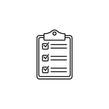 Clipboard with checklist icon, vector symbol for web site and app design. Stock Illustration