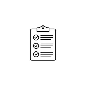 Clipboard with checklist icon, vector symbol for web site and app design. Stock Illustration