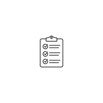 Clipboard with checklist icon, vector symbol for web site and app design. Stock Illustration