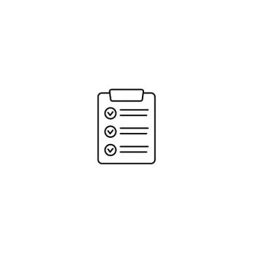 Clipboard with checklist icon, vector symbol for web site and app design. Stock Illustration