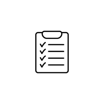 Clipboard with checklist icon, vector symbol for web site and app design. Stock Illustration