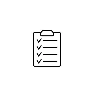Clipboard with checklist icon, vector symbol for web site and app design. Illustrazione stock