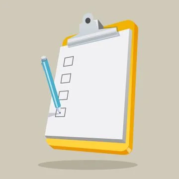 Clipboard with Checklist Stock Illustration