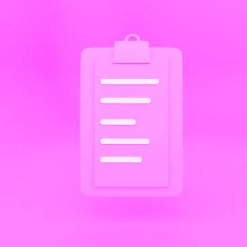 Clipboard Checklist Isolated. 3D rendering pink background Stock Illustration