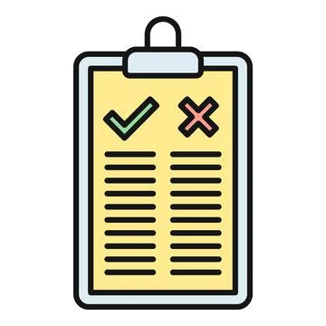 Clipboard checklist showing comparison of options with checkmark and cross Stock Illustration