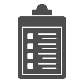 Clipboard with checklist solid icon, Heath care concept, Medical prescription Illustrazione stock