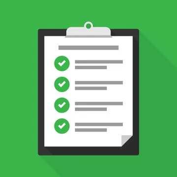 Clipboard with a checklist, successfully completed tasks. Check success Stock Illustration