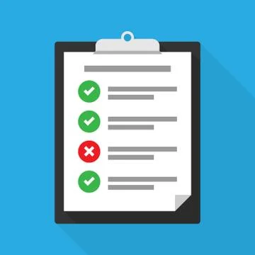 Clipboard with a checklist, tasks completed and not completed Stock Illustration