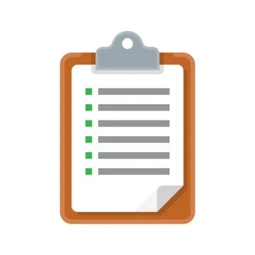 Clipboard with checklist. vector icon Stock Illustration
